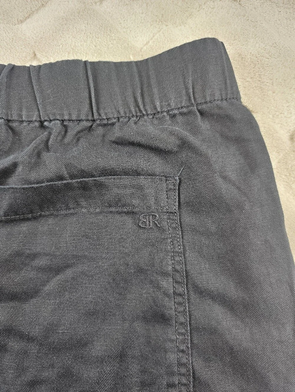 Banana Republic Black Cropped Pull-On Pants Womens 2XL Linen Blend